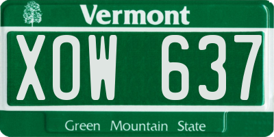 VT license plate XOW637