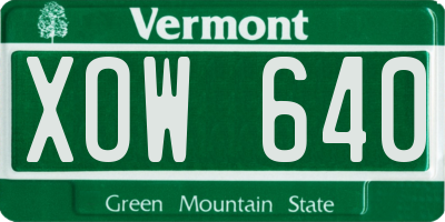VT license plate XOW640