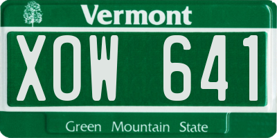 VT license plate XOW641