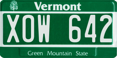 VT license plate XOW642