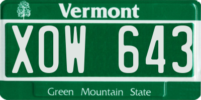 VT license plate XOW643