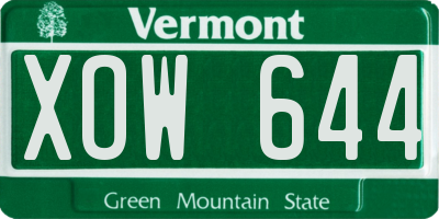 VT license plate XOW644