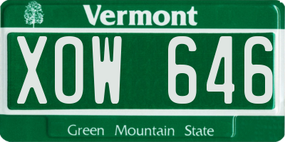 VT license plate XOW646