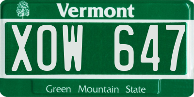 VT license plate XOW647