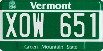 VT license plate XOW651