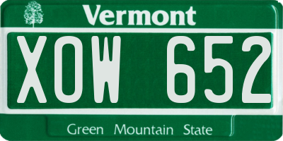 VT license plate XOW652
