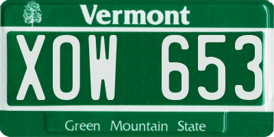 VT license plate XOW653