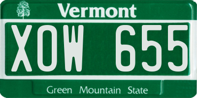 VT license plate XOW655