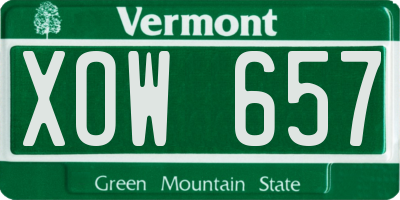 VT license plate XOW657