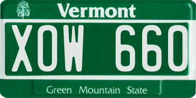 VT license plate XOW660