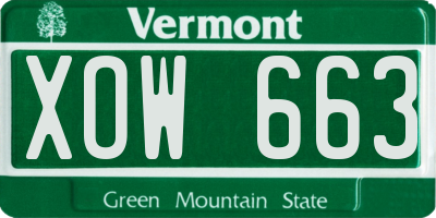 VT license plate XOW663