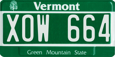VT license plate XOW664
