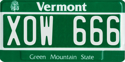 VT license plate XOW666