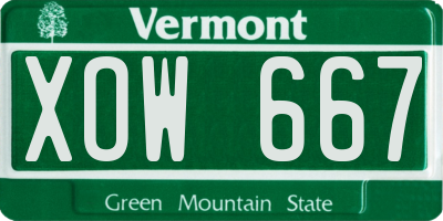 VT license plate XOW667