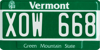 VT license plate XOW668