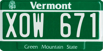 VT license plate XOW671