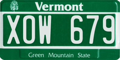 VT license plate XOW679