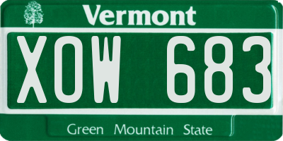 VT license plate XOW683