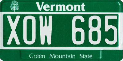 VT license plate XOW685