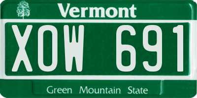 VT license plate XOW691