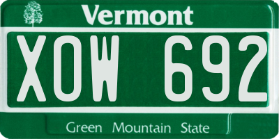 VT license plate XOW692