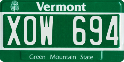 VT license plate XOW694