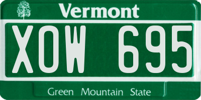VT license plate XOW695