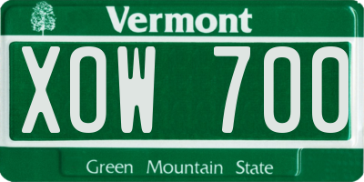 VT license plate XOW700