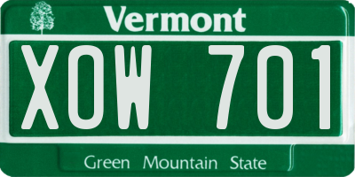 VT license plate XOW701