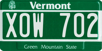 VT license plate XOW702