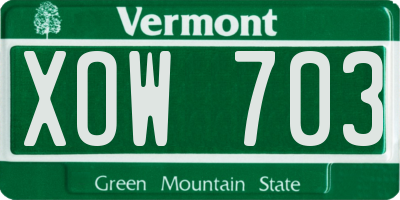 VT license plate XOW703