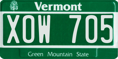 VT license plate XOW705