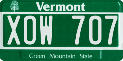 VT license plate XOW707
