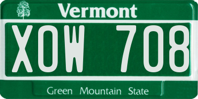 VT license plate XOW708