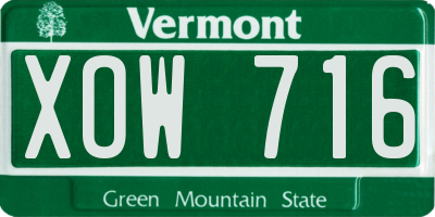 VT license plate XOW716