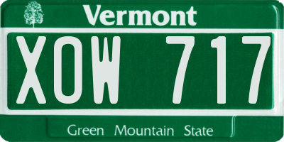 VT license plate XOW717
