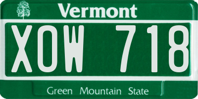 VT license plate XOW718