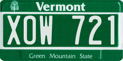 VT license plate XOW721