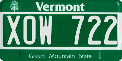 VT license plate XOW722