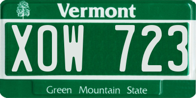 VT license plate XOW723