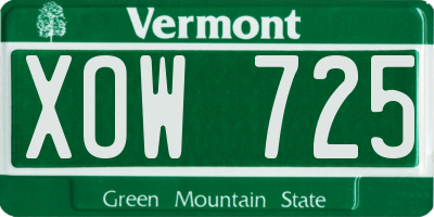 VT license plate XOW725
