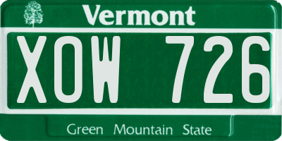 VT license plate XOW726