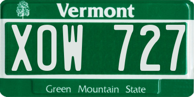 VT license plate XOW727