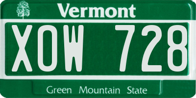 VT license plate XOW728