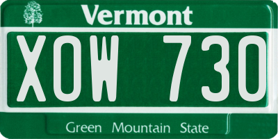 VT license plate XOW730
