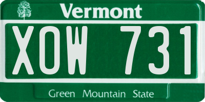 VT license plate XOW731