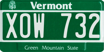 VT license plate XOW732