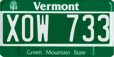 VT license plate XOW733