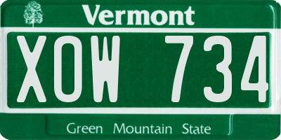 VT license plate XOW734
