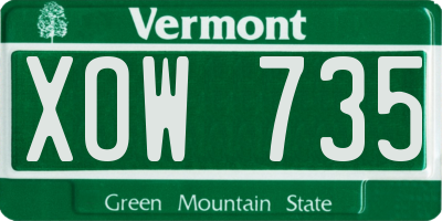 VT license plate XOW735